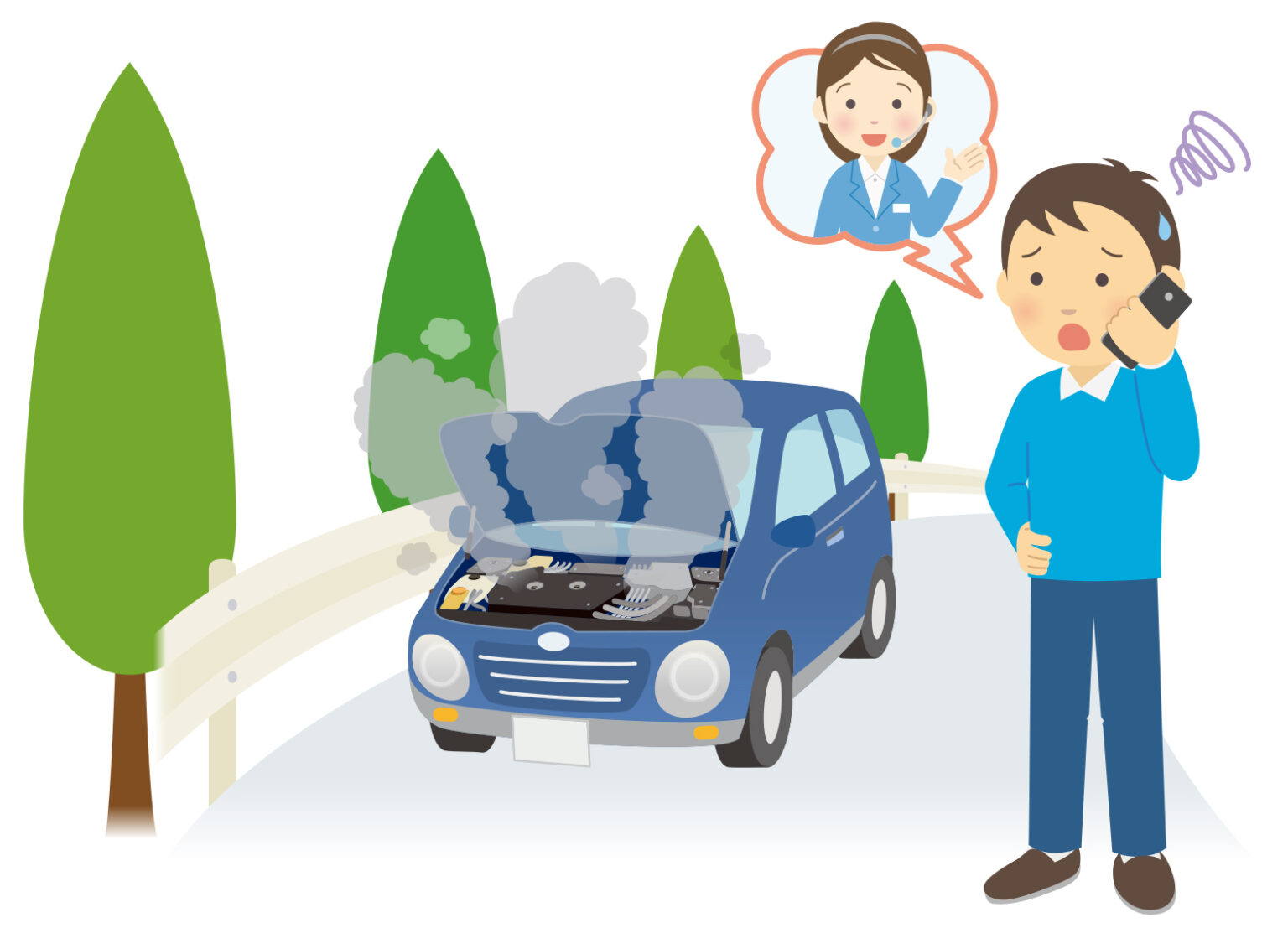 外出先のトラブルイラスト